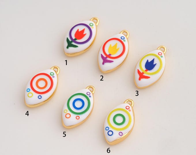 Flower Pendant,Enamel Flower Pendant,18K Gold Filled Flower Charm,DIY Jewelry Accessories,23x13x5.3mm