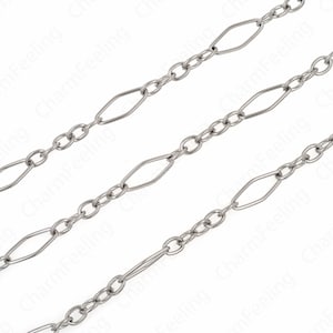 Silver FilledSemi-Finished Chain, Oval Chain,Silver Square Chain, Diamond Paperclip Chain,Nickel Free Unfinished Link Chain 14.5x6x1mm