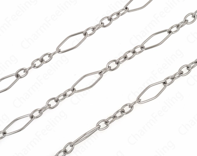 Silver FilledSemi-Finished Chain, Oval Chain,Silver Square Chain, Diamond Paperclip Chain,Nickel Free Unfinished Link Chain 14.5x6x1mm