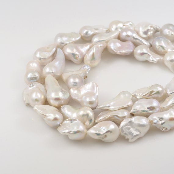 Large Metallic Nucleated Baroque Pearls Shell Beads Genuine