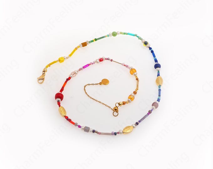 Acrylic Necklace,Lobster Clasp Necklace,18K Gold Filled Simple Necklace, Brass Necklace,Spacer Necklace,48cm