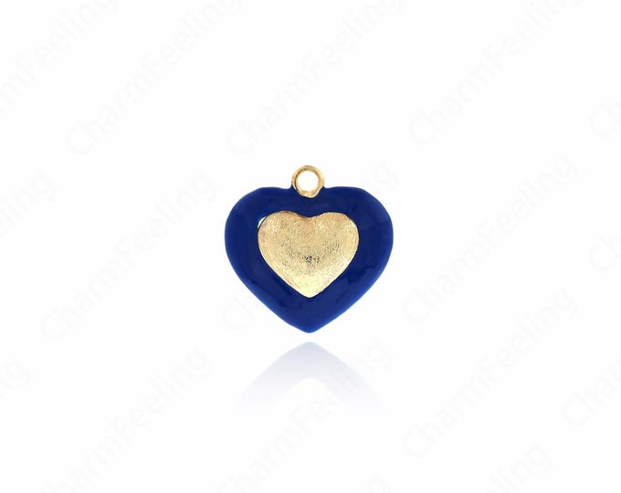 Enamel Heart Pendant,18K Gold Filled Heart Charm,Heart Necklace,Enamel Charm,DIY Jewelry Making Accessories 25x26.2x13mm