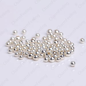S925 Silver Loose Beads,Sterling Silver Spacer Beads,Ball Beads,Bracelet Round Beads,Round Spacer Beads,Multiple Sizes,DIY Jewelry Supplies,