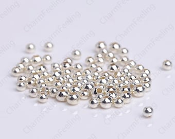 S925 Silver Loose Beads,Sterling Silver Spacer Beads,Ball Beads,Bracelet Round Beads,Round Spacer Beads,Multiple Sizes,DIY Jewelry Supplies,