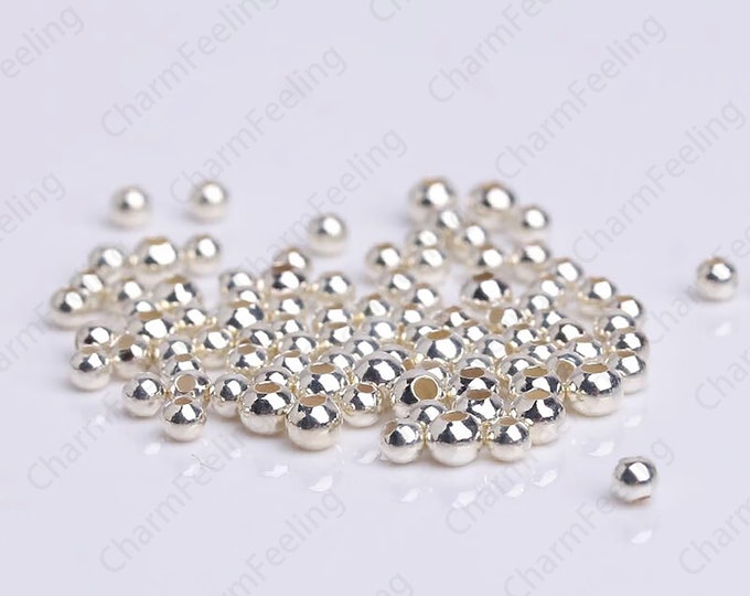 S925 Silver Loose Beads,Sterling Silver Spacer Beads,Ball Beads,Bracelet Round Beads,Round Spacer Beads,Multiple Sizes,DIY Jewelry Supplies,