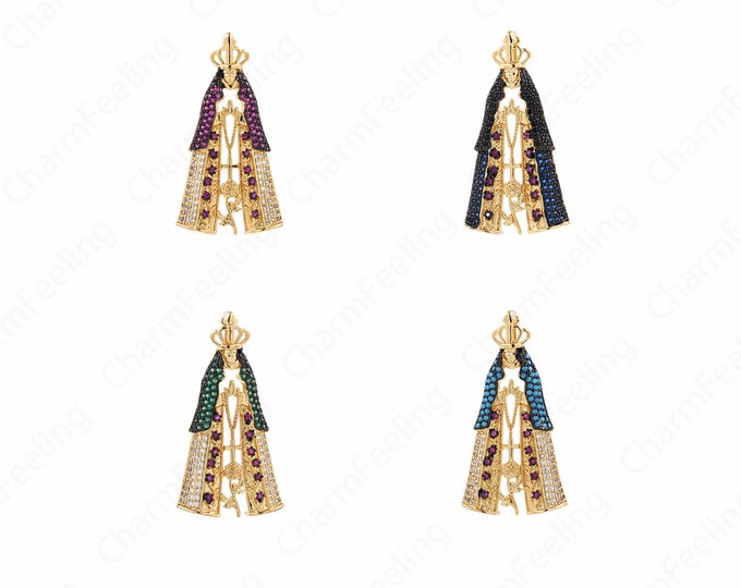 Church Guadalupe Medallion Pendant, 18K Gold Filled With The Charm Of The Virgin Mary, Religious Jewelry 39.5x21x6mm