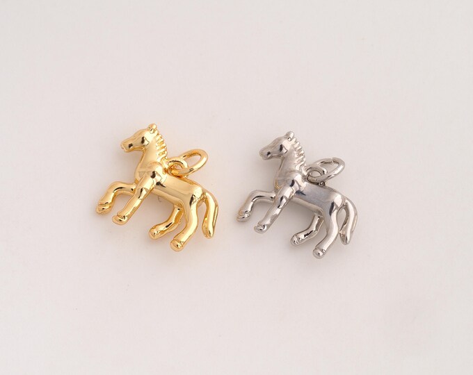Horse Pendant,Animal Pendant,18K Gold Filled Horse Charm,DIY Jewelry Accessories,14.6x16.6x4.2mm