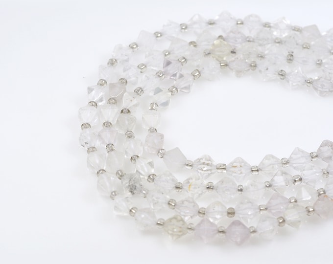 White Crystal Gemstone Necklace, Faceted Diamond Gem Bead, Natural Stone Chain, Natural Stone Bead, DIY Bracelet Necklace Accessories, 10mm
