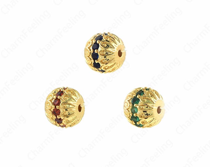 Gold Ball Beads, 18K Gold Filled Ball Beads,Zircon Ball Bracelet Necklace Spacer Beads, DIY Jewelry Supplies,5.8x5.2x5.8mm