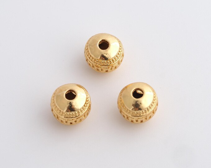 Gold Round Spacer Beads, 18K Gold Filled Tube Beads,Dainty Ball Bracelet Necklace Spacer Beads, DIY Jewelry Supplies,9.2x8mm