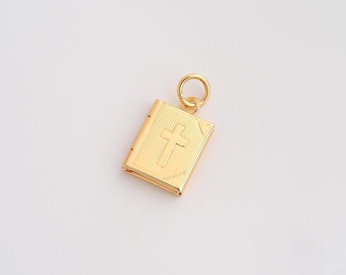 5 pcs Bible Pendant,Cross Pendant,18K Gold Filled Christian Charm,DIY Jewelry Accessories,21.7x11.3x3.2mm