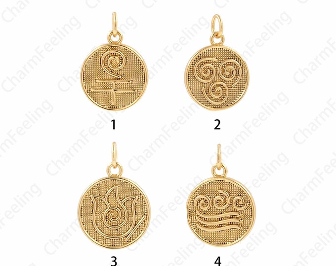 Symbol Charm, Element Pendant,18K Gold Filled Swirl Pendant,Fire Element Necklace, Water Element Charm, DIY Jewelry Supplies,13.6x19.3x1.5mm