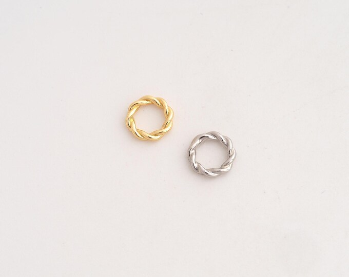 10 pcs 18K Gold Filled Twist Spacer Beads,Large Hole Beads,Flat Beads,DIY Jewelry Supplies,8x1.7mm Hole 5.5mm