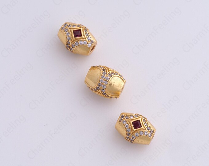 Long Spacer Beads, 18K Gold Filled Bar Spacer Beads, Stick Beads, Bracelet Beads, DIY Jewelry Making Supplies,9.3x7.3mm