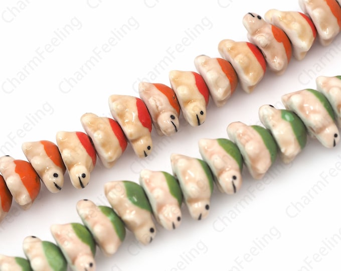 Ceramic Jewelry, Painted Ceramic Beads, Ceramic Turtle Beads,Hand-Painted Ceramics, DIY Jewelry Supplies, 8.5x20x13mm