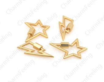 Star Clasp, Lightning Clasp, Screw Lock, Gold-Plated Star Clasp, DIY Jewelry Making Accessories 1pcs