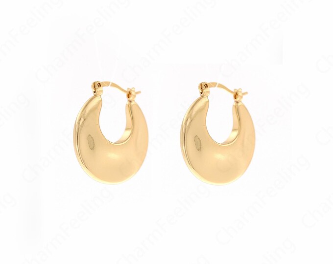 1 Pair Dainty Thick Gold Earrings, Gold Earrings, 18K Gold Filled Round Earrings,DIY Jewelry Accessories 24.7x22.5x3.8mm