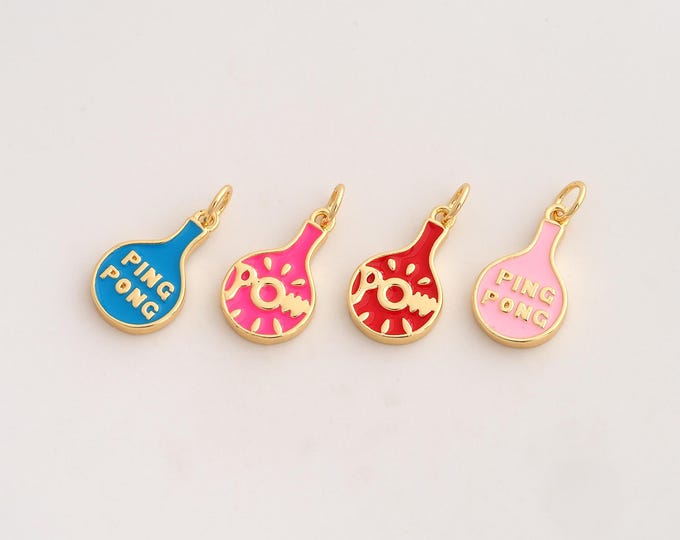 Enamel Racket Pendant,Sports Pendant,18K Gold Filled Racket Charm,DIY Jewelry Accessories,20x10x2.3mm