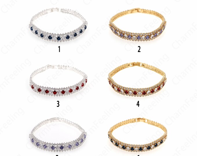 Tennis Bracelet,Fashion Bracelet,Adjustable Bracelet, Zircon Bracelet,Friendship Bracelet,18K Gold Filled Dainty Bracelet,180x10x3.5mm