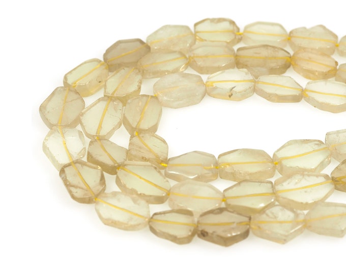 Transparent Lemon Citrine Beads,Flat Gemstones,Irregular Gemstone Chains,Natural Stone Necklaces,Natural Stone Chains,Topaz Necklaces15x20mm
