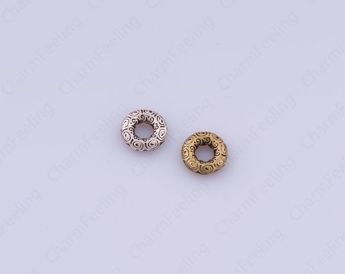 10 pcs 18K Gold Filled Circle Spacer Beads,Rings Spacer Beads,Flat Rectangle Beads,Retro Style Beads,DIY Jewelry Supplies,7.8x2.2mm