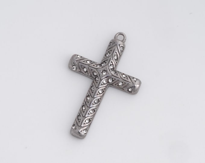 Cross Pendant,Retro Cross Necklace,Stainless Steel Religious Charm,DIY Jewelry Supplies 33.6x21.8x3.5mm