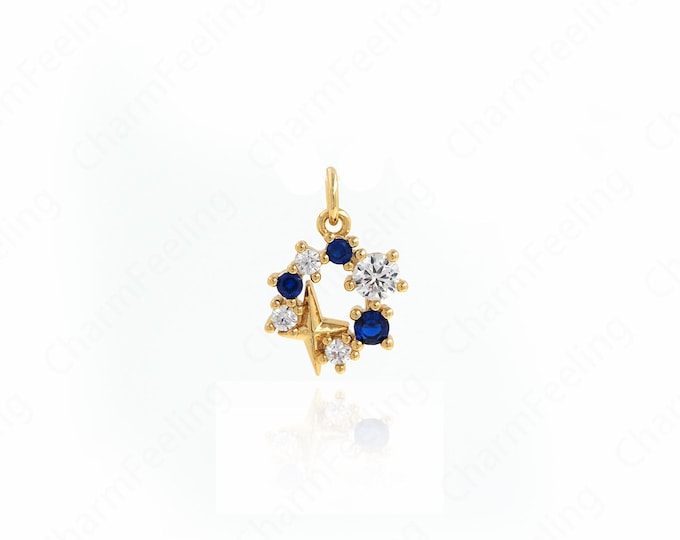 Polaris Charm,Micropavé CZ Star Charm,18K Gold Filled Star Pendant,DIY Jewelry Accessories,17.4x12x3.2mm