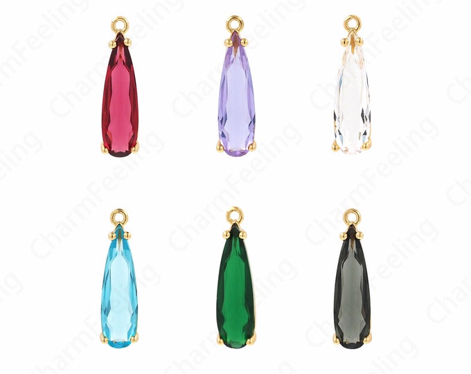 18K Gold Filled Triangle Rhinestone Pendant,Micropave CZ Pendant,Rhinestone Necklace,DIY Jewelry Accessories,22.5x6.2x4.4mm