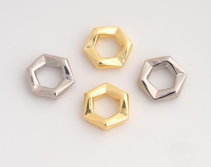 18K Gold Filled Hexagonal Spacer Beads,Flat Beads,Hexagonal Beads,DIY Jewelry Supplies,14.7x13.3x4mm Hole 7.3mm