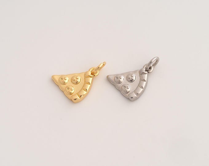 Pizza Pendant,Pizza Pendant,18K Gold Filled Pizza Charm,DIY Jewelry Accessories,15.4x11.7x2.3mm