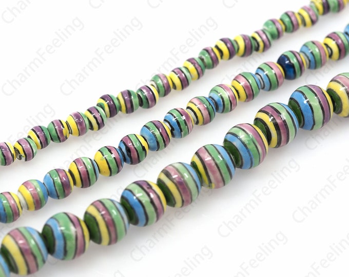 Ceramic Ball Beads, Hand-Painted Ceramic, Painted Ceramic Beads, Round Spacing Beads, Multi-Color Options, DIY Jewelry Supplies,8/12mm