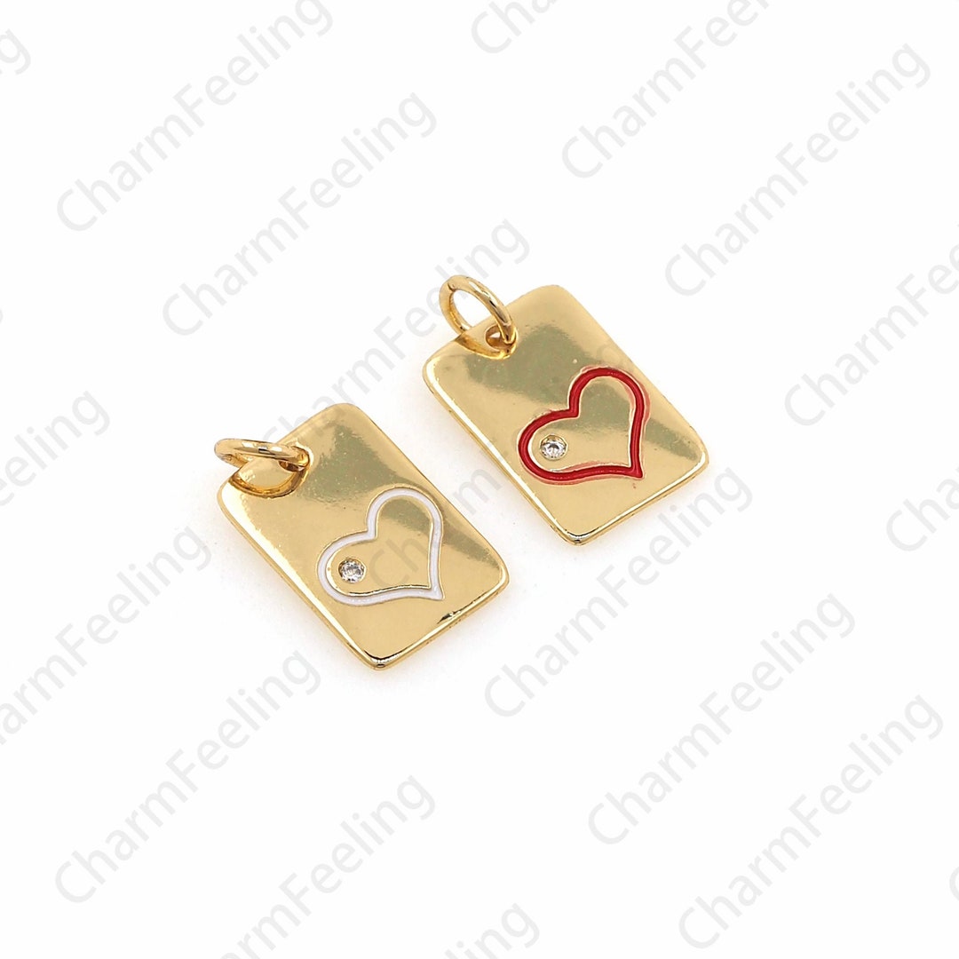 Love Pendant, 18K Gold Filled Square Necklace, Micropavé