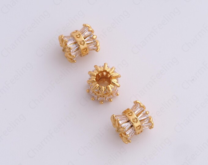 Long Spacer Beads, 18K Gold Filled Bar Spacer Beads, Stick Beads, Bracelet Beads, DIY Jewelry Making Supplies,9.2x8.3mm