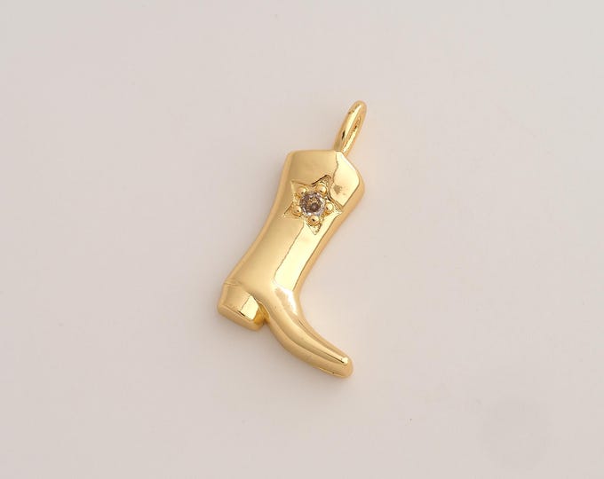 CZ Knight Boot Pendant,Knight Boot Pendant,18K Gold Filled Knight Boot Charm,DIY Jewelry Accessories,29.8x18x4.3mm