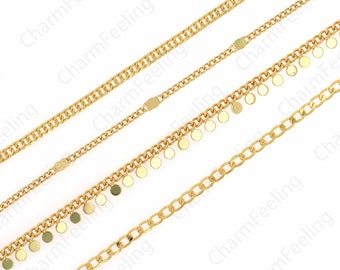 Continuous Chain, Brass Chain, Jewelry Chain, 18K Filled Gold Paperclip Chain, Filled Gold Oval Welded Chain, Gold-Plated Result