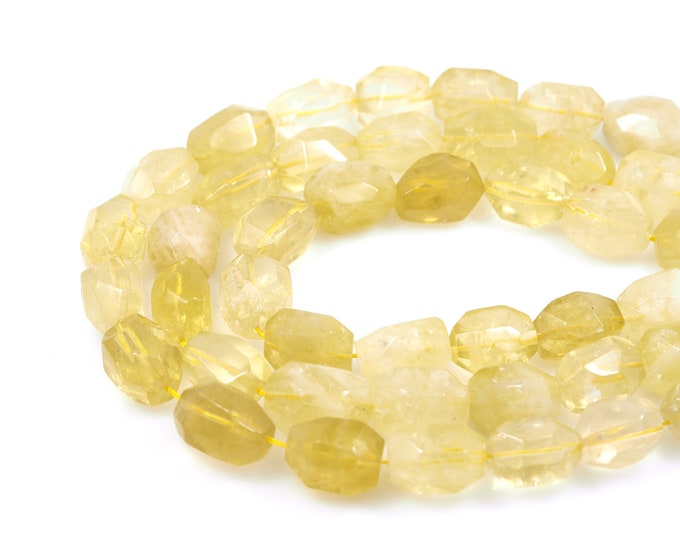 Cuboid Gemstone Chain, Lemon Citrine Rectangular Beads, Natural Stone Necklace, Natural Stone Chain, Topaz Necklace, 15x20mm
