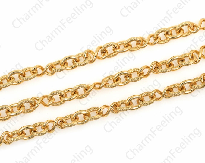 Simple Chain Necklace, Layered Necklace, 18K Gold Filled Chain Chain, Classic Chain Necklace 8x10mm 1 meter