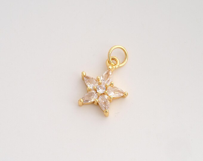 CZ Star Pendant,Celestial Pendant,18K Gold Filled Starburst Charm,DIY Jewelry Accessories,20.7x13.8x4.3mm