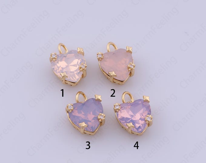 Dainty Necklace,Solitaire Pendant, Heart Pendant,Micropavé CZ Love Charm,18K Gold Filled Heart Charm, DIY Jewelry Supplies,14.3x10.5x7.5mm