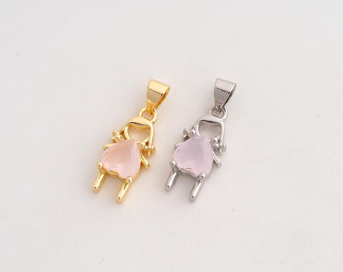 CZ Character Pendant,Girl Pendant,18K Gold Filled Character Charm,DIY Jewelry Accessories,23.6x9x5mm