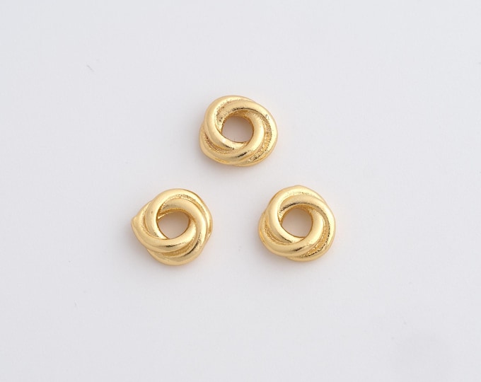 10 pcs 18K Gold Filled Circle Spacer Beads,Rings Spacer Beads,Twist Rectangle Beads,Flat Bead Bracelet,DIY Jewelry Supplies,7.7x2.5mm