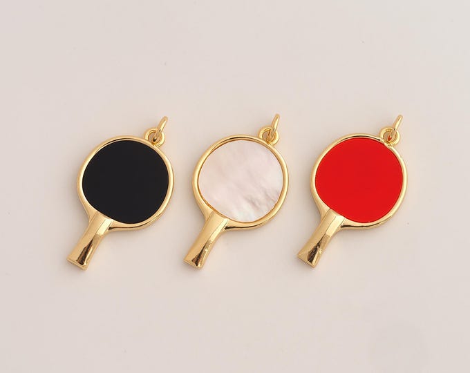Fritillaria Racket Pendant,Sports Pendant,18K Gold Filled Racket Charm,DIY Jewelry Accessories,30.7x16.4x2.8mm