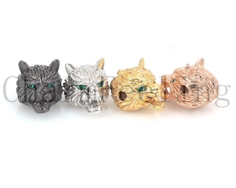 Perles tête de loup, pendentif tête de loup, collier tête de loup, tête de loup sculptée 11*11*15 mm 1 pièces