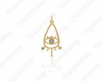 Colgante de ojos, colgante de ojos, amuleto de ojos, amuleto de un solo ojo, collar de ojos de esmalte CZ, fabricación de joyas de bricolaje 34x16.9x1.7mm 1pcs