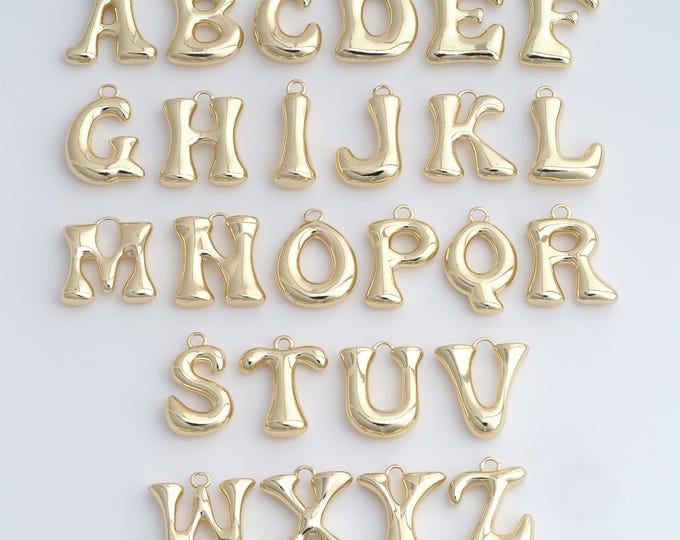 18K Gold Filled Initial Pendant, Micropavé CZ Letter Pendant, Alphabet Charm, DIY Jewelry Accessories, 27.7x24.7x6mm