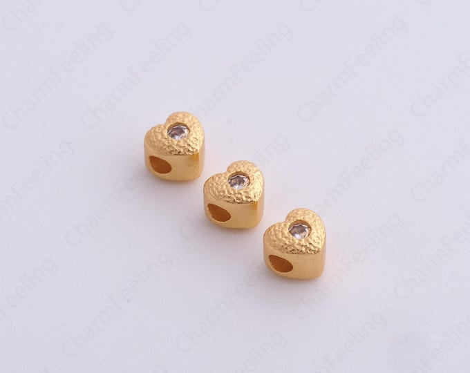 Gold Heart Spacer Beads, 18K Gold Filled Love Beads,Dainty Heart Bracelet Necklace Spacer Beads, DIY Jewelry Supplies,5.8x5.3x4.8mm