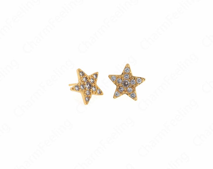 1 pair,Starburst Earrings, Star Line Earrings, 18K Gold Filled Star Hollow Earrings, Star Charm, DIY Jewelry Accessories 14.2x15.3x2.2mm