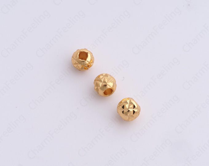 10 pcs Gold Ball Spacer Beads, 18K Gold Filled Ball Beads,Dainty Ball Bracelet Necklace Spacer Beads, DIY Jewelry Supplies,5.7x5.2mm