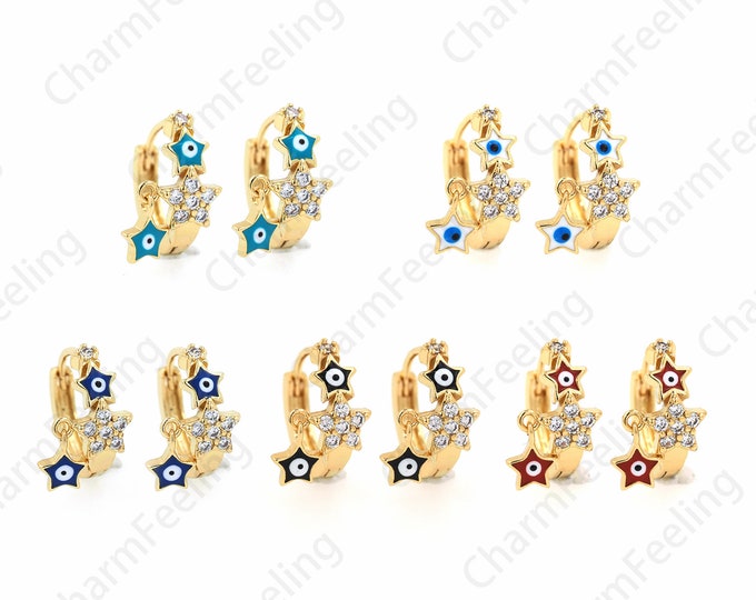 Star Charm Enamel Star Earrings,18K Gold Filled Star Earrings Polaris Earrings Polaris Charm Enameled Polaris Earrings,Dnamel Charm13x15x8mm