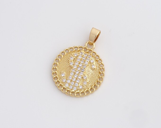 CZ Dollar Sign Pendant,Symbol Pendant,18K Gold Filled Dollar Sign Charm,DIY Jewelry Accessories,29x21.2x2.5mm